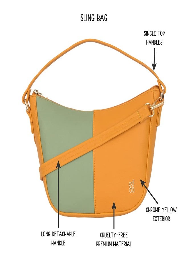 Baggit Women Yellow Saddle Sling Bag Small Size | Ladies Stylish Casual Cross Body Purse Handbag - Image 2